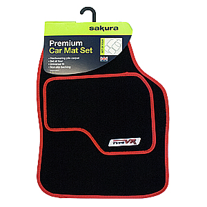 Type VR Embroidered Edging Car Mat Set - Red